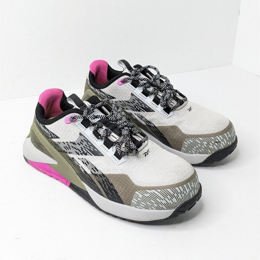 Reebok Women's White Black Olive Pink Training Sneakers